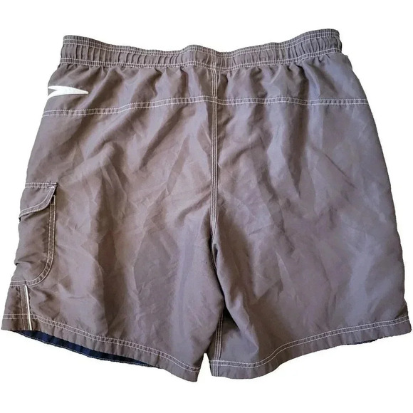 Speedo Swim Trunks XL Men's Shorts Green Gray Mesh Lining Drawstring Waist - Picture 2 of 3